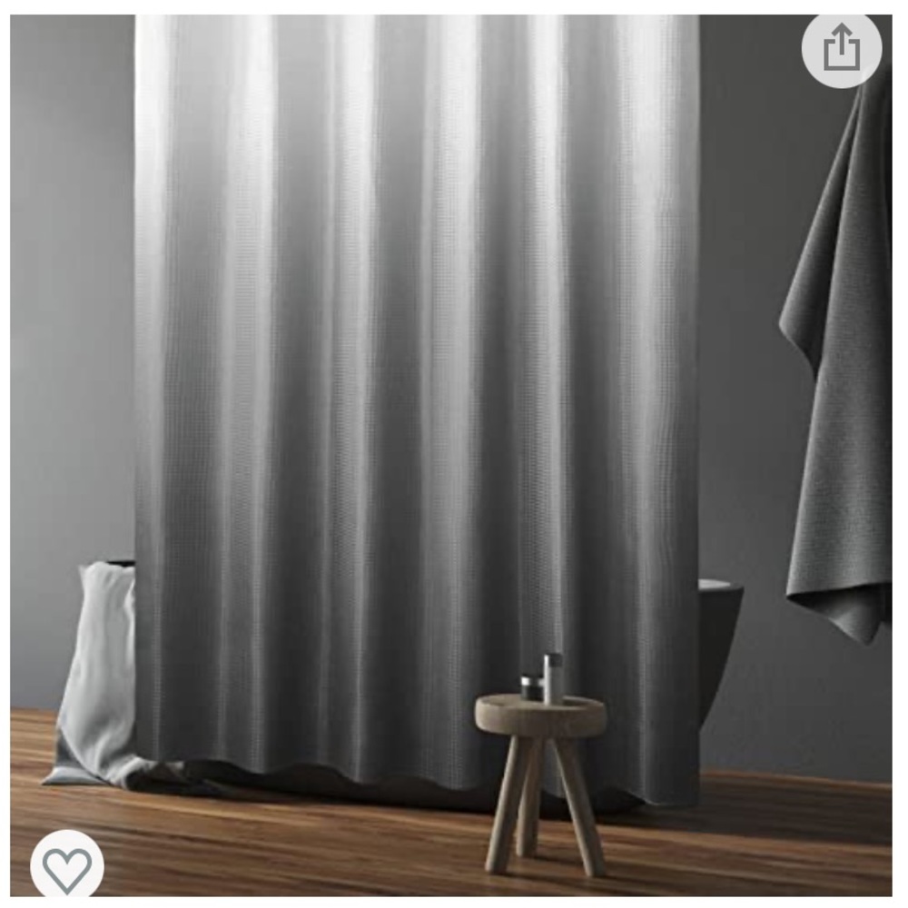 GIBELLE Grey Ombré Waffle Weave Shower Curtain